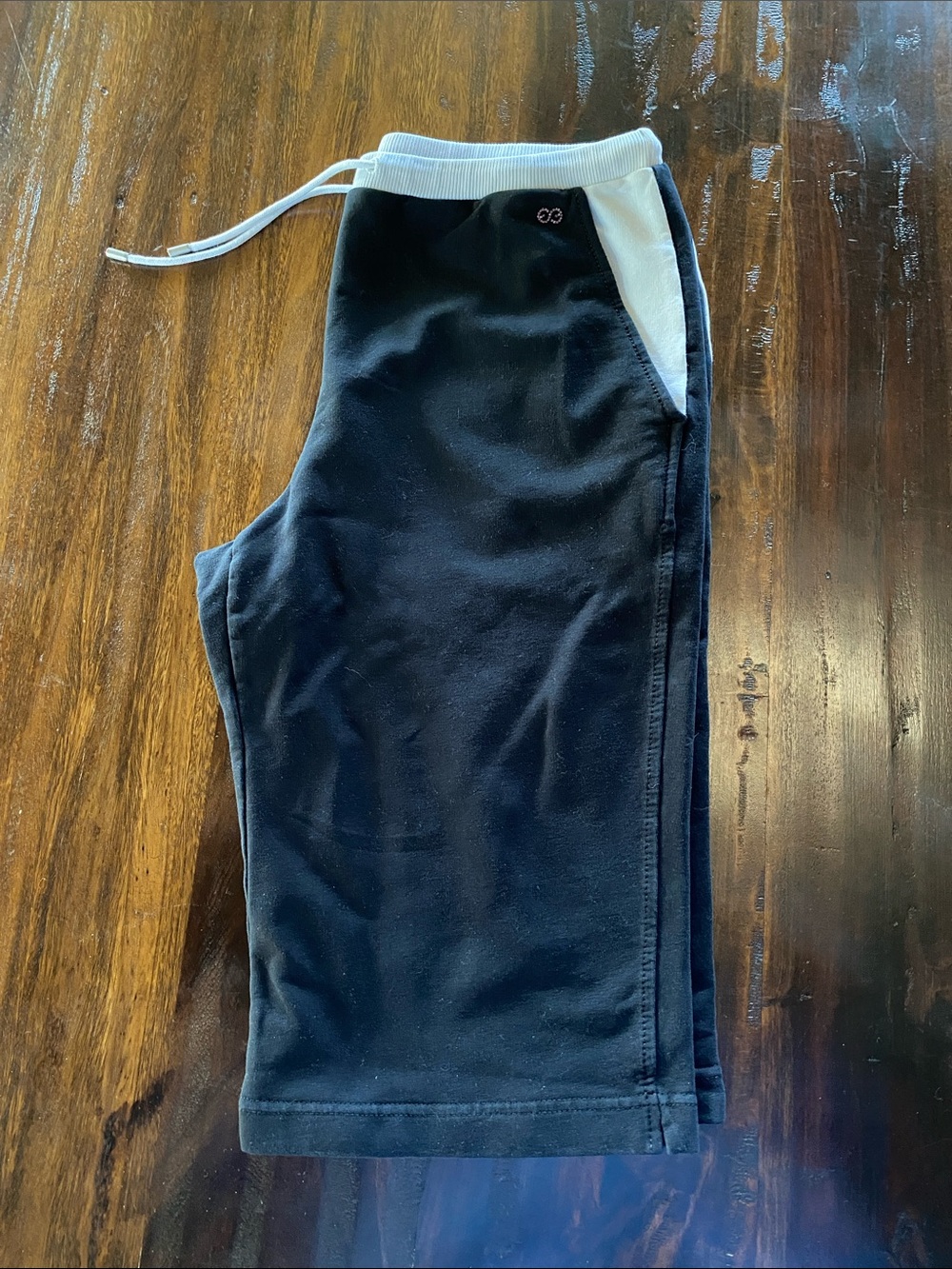 Escada Black and White Drawstring Track Shorts